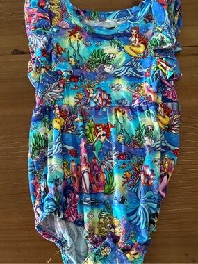 Riley Grace bamboo Mermaid Print Ruffle Romper bubble